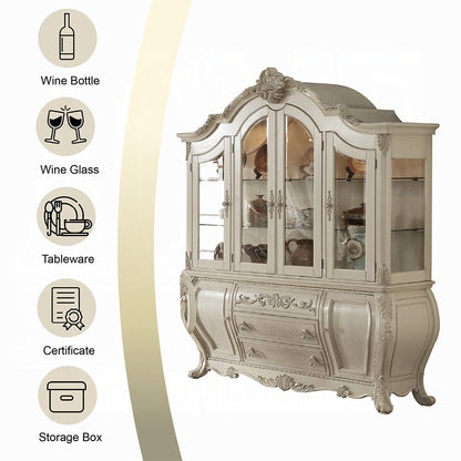 Rectangular 12 Pcs Luxurious Formal Dining Set Include 1 Extendable Dining Table, 8 Side Chairs, 2 Arm Chairs and Buffet & Hutch