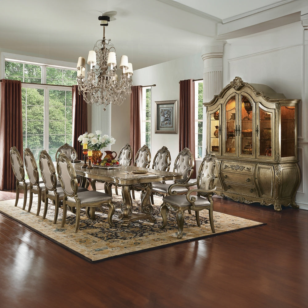 Ragenardus Kitchen Furniture Set 11pc Formal Dining Table Set Includes 1 Table, 8 Side Chairs and 2 Arm Chairs, Set for 10 Persons