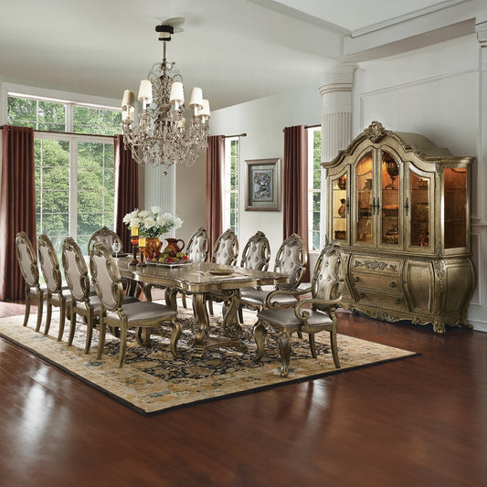 Ragenardus Kitchen Furniture Set 11pc Formal Dining Table Set Includes 1 Table, 8 Side Chairs and 2 Arm Chairs, Set for 10 Persons Vintage Oak