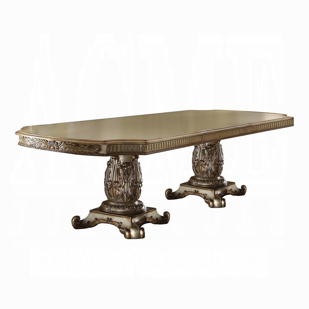 Dining Table, Gold Patina and Bone Finish