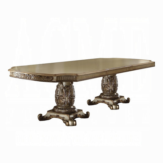 ACME Dining Table, Gold Patina and Bone Finish