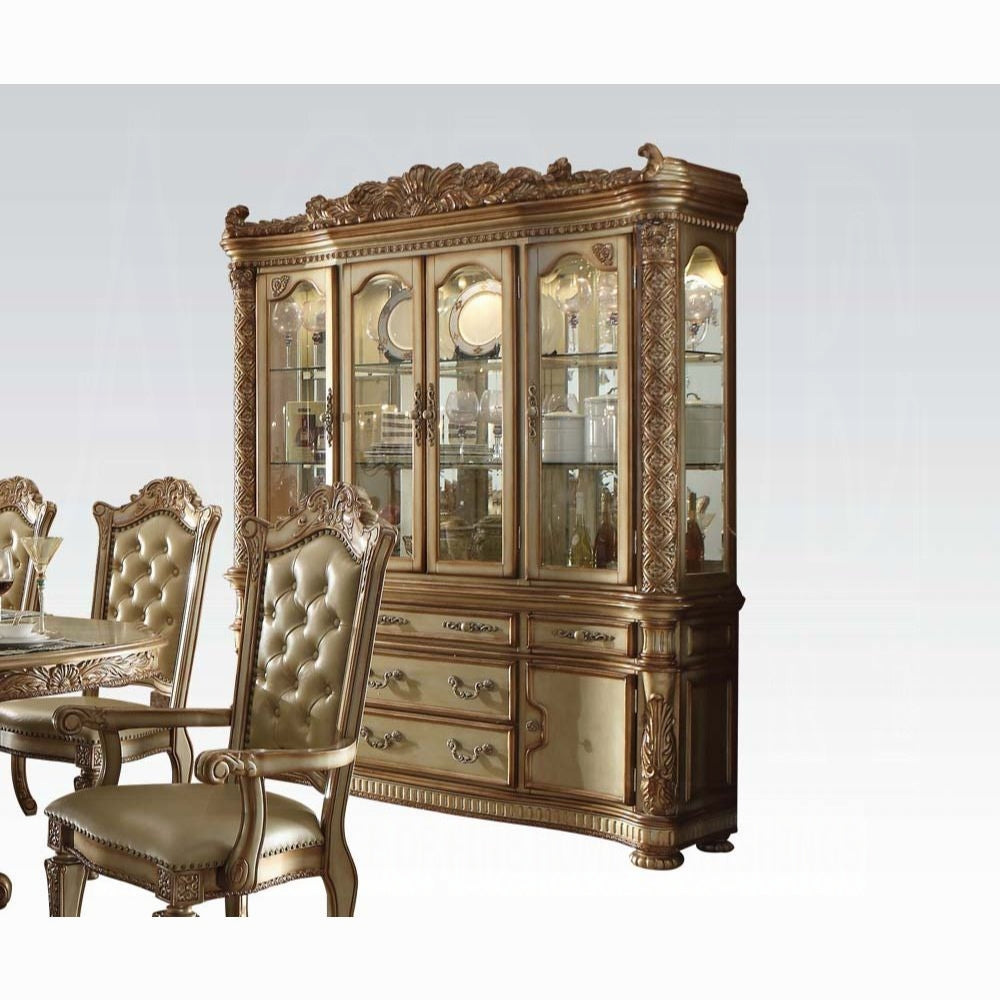Vendome Buffet & Hutch Gold Patina & Bone Finish 63005