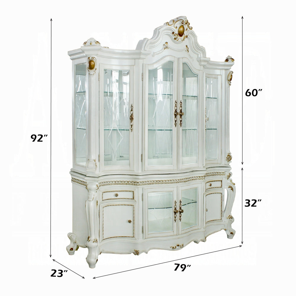 Picardy Buffet & Hutch Antique Pearl Finish 63464