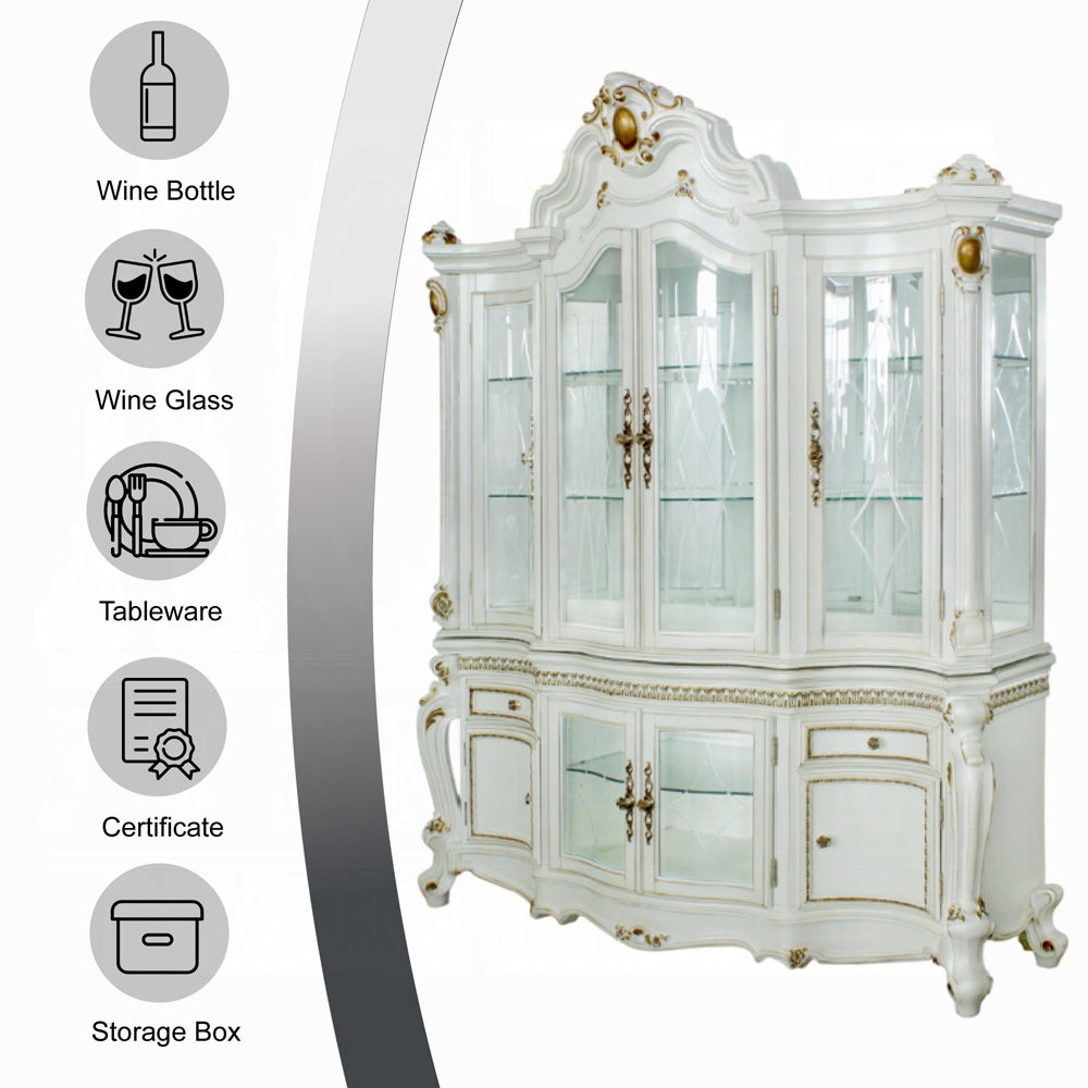 Picardy Buffet & Hutch Antique Pearl Finish 63464