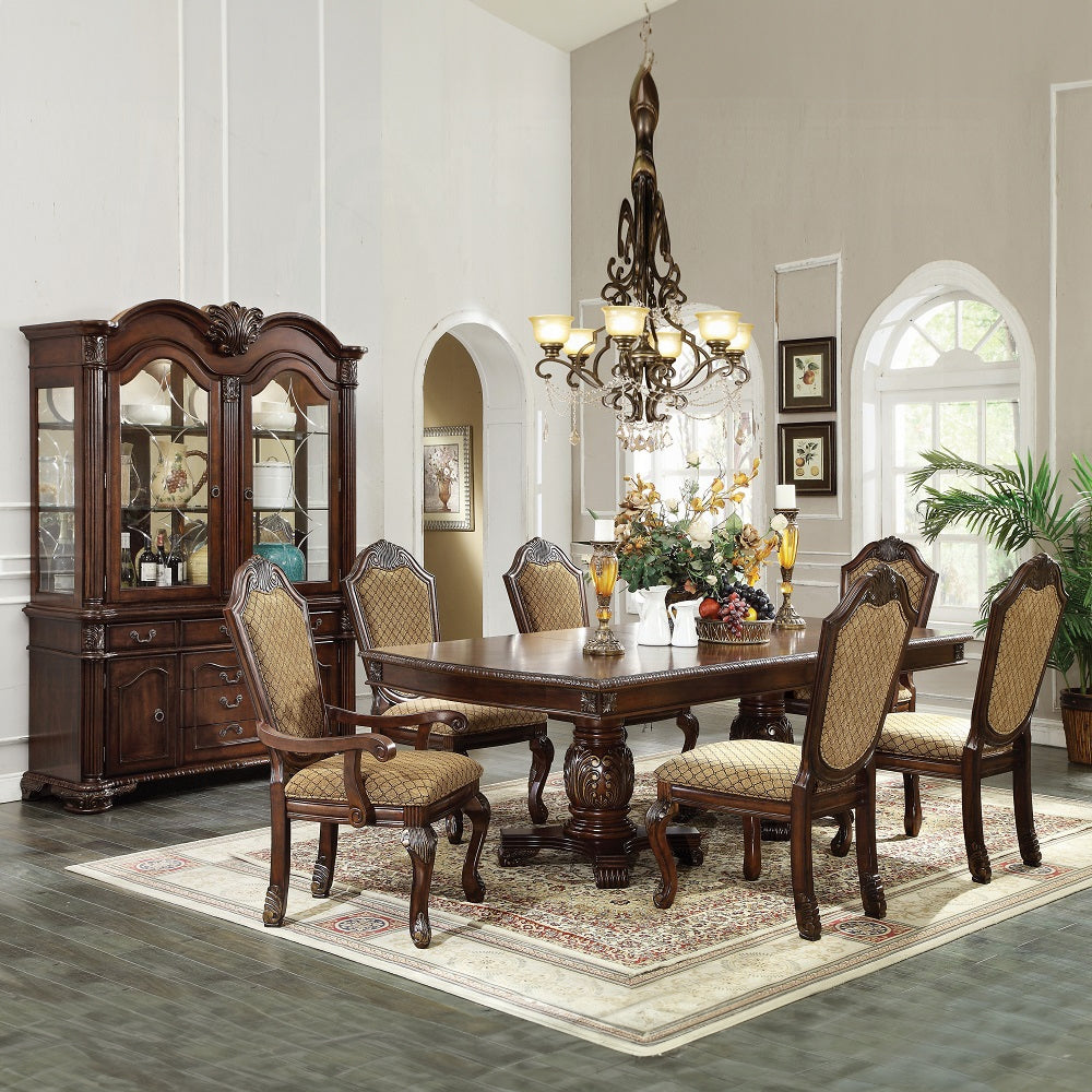 Traditional 7-Piece Dining Room Set with Dining Extendable Table, 4 Side Chairs and 2 Arm Chairs, Set for 6 Persons, Espresso