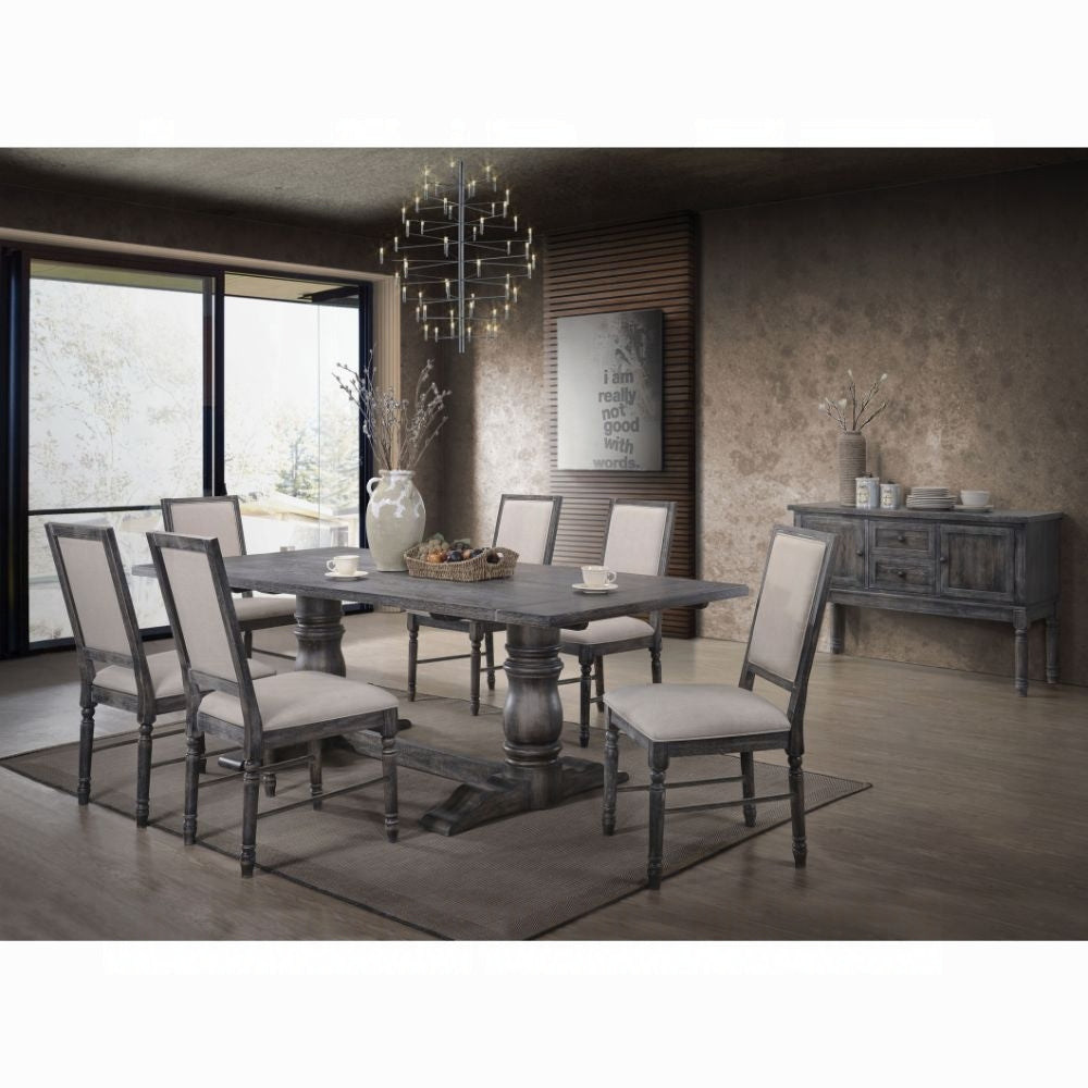 Leventis 7-ps Casual Dining Table Set Include 1 Dining Table, 6 Side Chairs, 6 -Person Dining Set