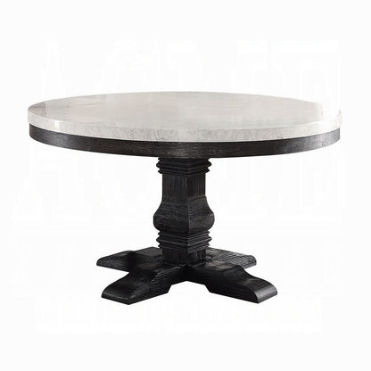 Nolan 7-ps Casual Dining Table Set Include 1 Dining Table, 6 Side Chairs, 7-Person Marble Dining Set (Round)