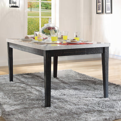 7-ps Casual Dining Table Set Include 1 Dining Table, 6 Side Chairs, 7-Person Marble Dining Set, Rectangular