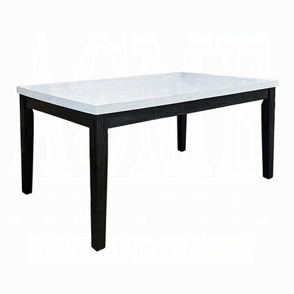7-ps Casual Dining Table Set Include 1 Dining Table, 6 Side Chairs, 7-Person Marble Dining Set, Rectangular