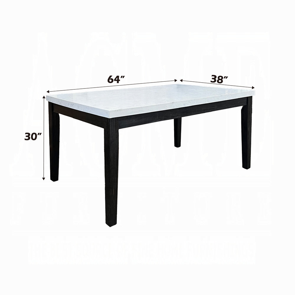 7-ps Casual Dining Table Set Include 1 Dining Table, 6 Side Chairs, 7-Person Marble Dining Set, Rectangular