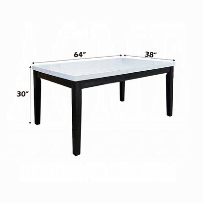 7-ps Casual Dining Table Set Include 1 Dining Table, 6 Side Chairs, 7-Person Marble Dining Set, Rectangular