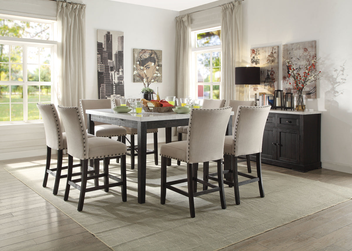 Nolan 7-ps Casual Dining Table Set Include 1 Dining Table, 6 Side Chai ...