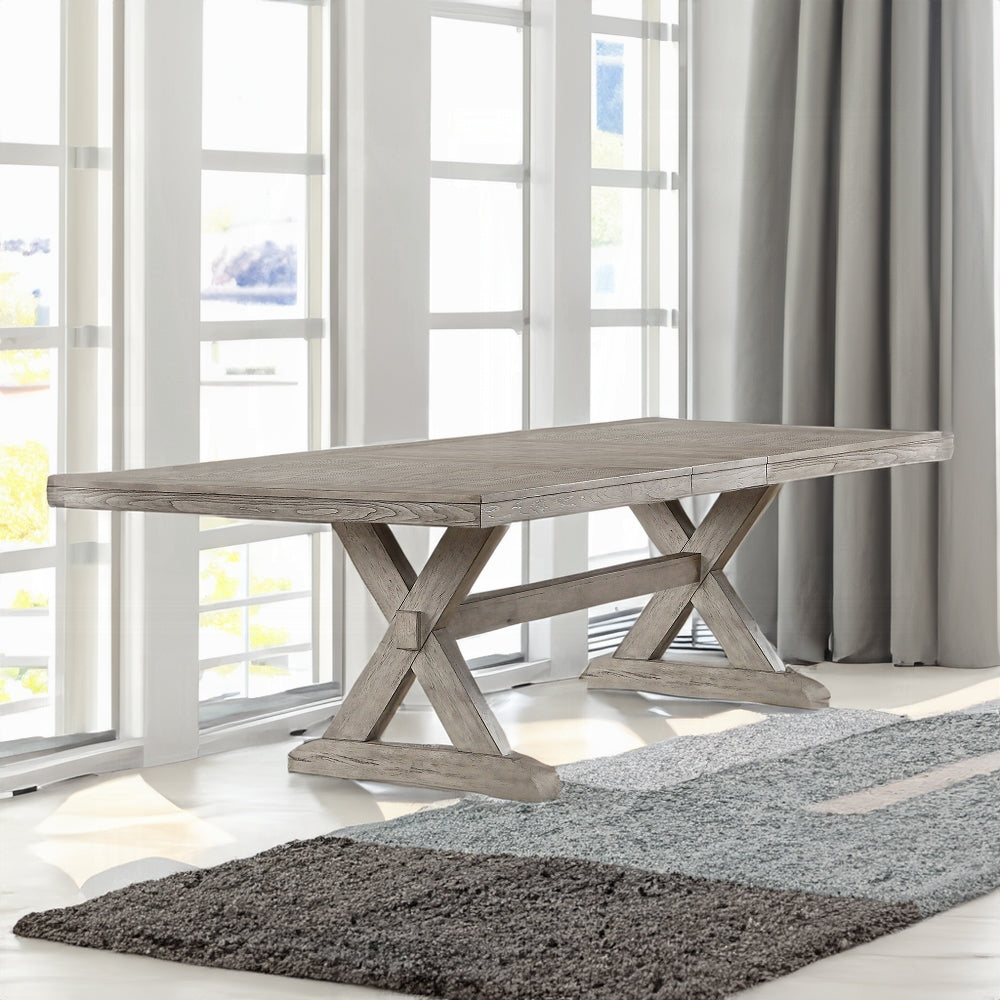 13-Piece Extendable Dining Table Set for 10–12 People – Rustic Gray Oak Table with 10 Chairs & 2 Arm Chairs