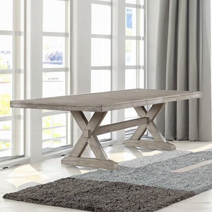 13-Piece Extendable Dining Table Set for 10–12 People – Rustic Gray Oak Table with 10 Chairs & 2 Arm Chairs