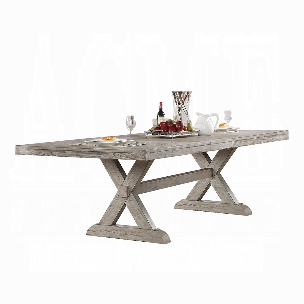 13-Piece Extendable Dining Table Set for 10–12 People – Rustic Gray Oak Table with 10 Chairs & 2 Arm Chairs