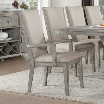 13-Piece Extendable Dining Table Set for 10–12 People – Rustic Gray Oak Table with 10 Chairs & 2 Arm Chairs