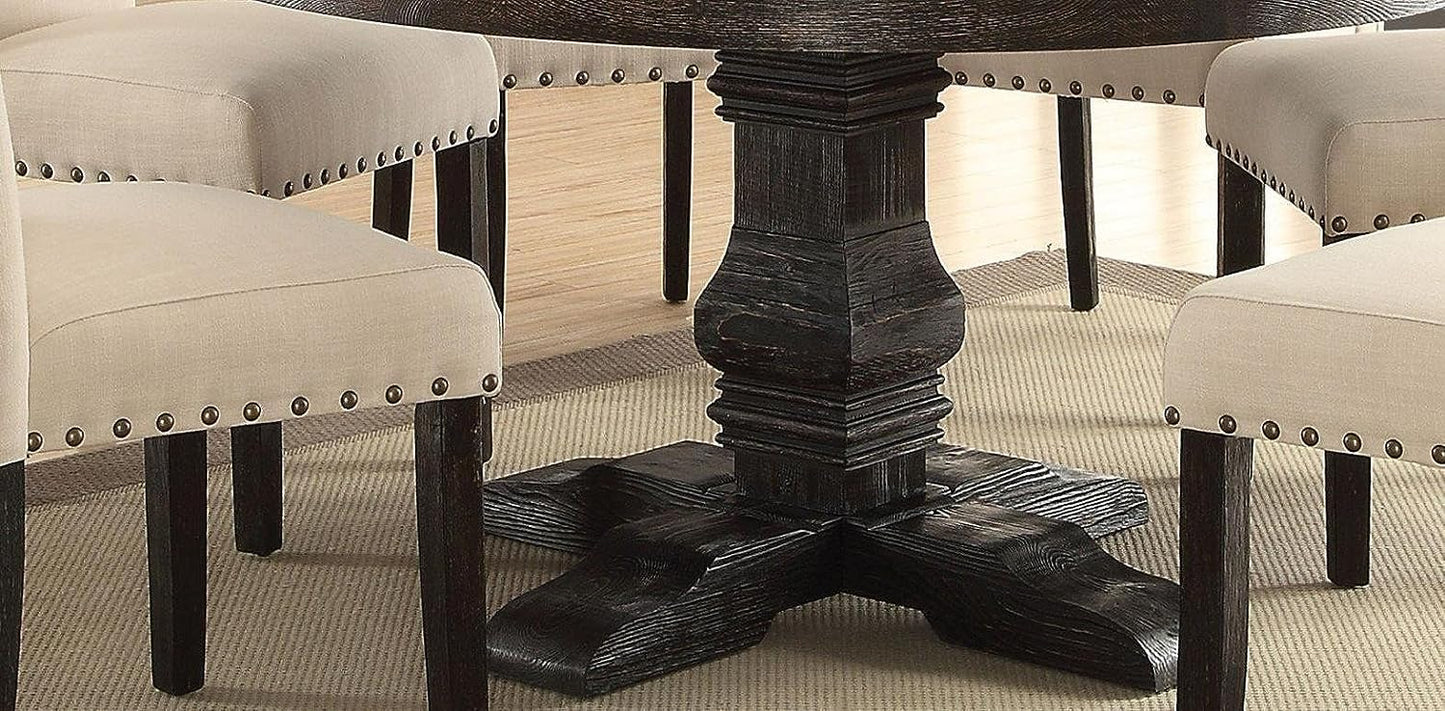 Nolan 7-ps Casual Dining Table Set Include 1 Dining Table, 6 Side Chairs, 7-Person Marble Dining Set (Round)