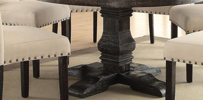 Nolan 7-ps Casual Dining Table Set Include 1 Dining Table, 6 Side Chairs, 7-Person Marble Dining Set (Round)