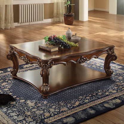 Vendome Collection 4-Piece Living Room Set Include Sofa, Loveseat, Chair and Coffee Table, Cherry Synthetic Leather & Cherry Finish