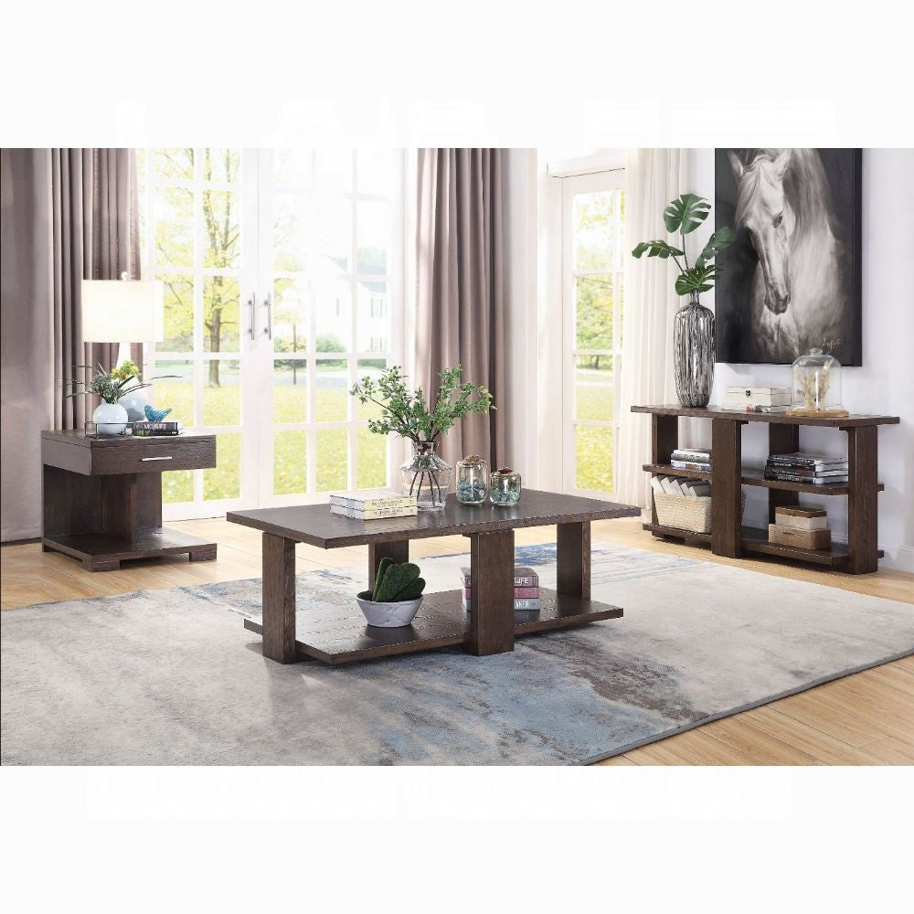 Niamey Colletion 4-Piece Living Room Set Include Sofa, Loveseat, Chair and Coffee Table, Fabric & Walnut Finish