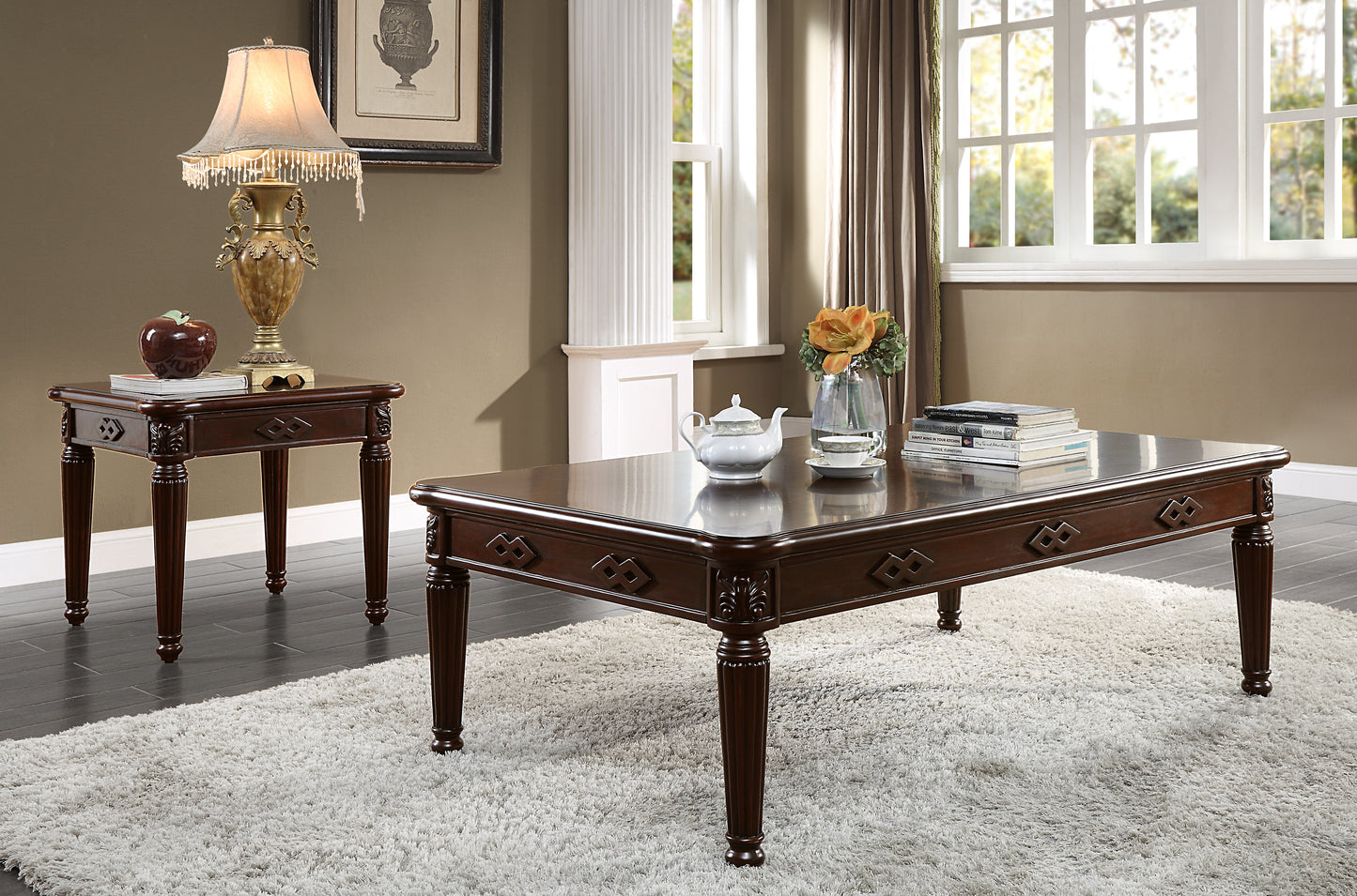 Luxury 4-Piece Living Room Set – Sofa, Loveseat, Chair & Coffee Table | Elegant Classic Design for Large Spaces