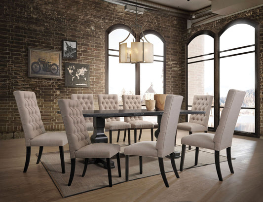 Morland 9-ps Dining Table Set Includes 1 Dining Table and 8 Side Chairs, Set for 8-Person