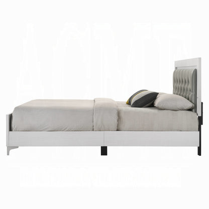 Casilda Bed in Gray Leatherette & White