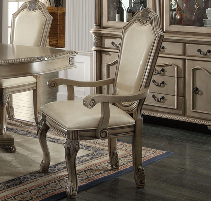 Luxury 9-Piece Dining Room Set – Extendable Table, 6 Side Chairs & 2 Arm Chairs | Elegant Classic Design for 8–10 People, Antique White