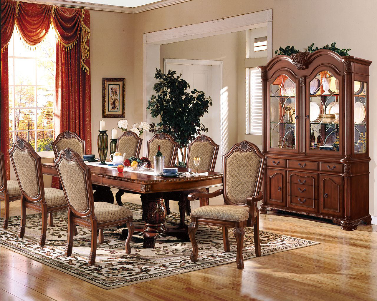 Chateau De Ville 10-Piece Dining Set Include 1 Dining Extension Table, 6 Side Chairs, 2 Arm Chairs and 1 Buffet & Hutch