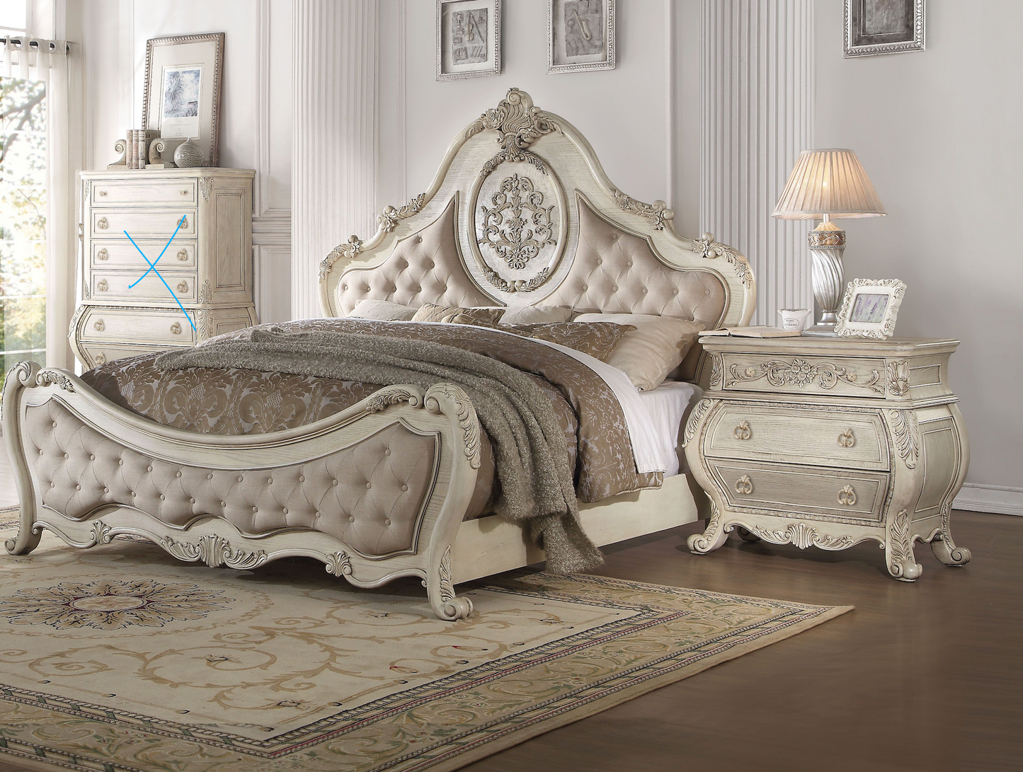 Ragenardus Collection 4-Piece Contemporary Bedroom Set Include Panel Bed, Dresser, Nightstand and Mirror, Box Spring Required