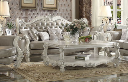 Versailles Collection Luxury 4-Piece Living Room Set, Including Sofa, Loveseat, Chair and Coffee Table, Bone White