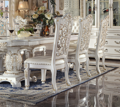 Vendome 9PS Formal Dining Room Set Include 1 Dining Table, 6 Side Chairs and 2 Arm Chairs, 8-Person Solid Wood Extendable Dining Set