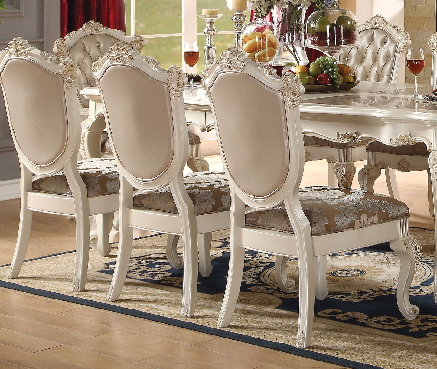 Chantelle 9-Piece Luxurious Formal Dining Table Set Kitchen Furniture Set Include 1 Extendable Dining Table, 6 Side Chairs and 2 Arm Chairs, Set for 8 Persons