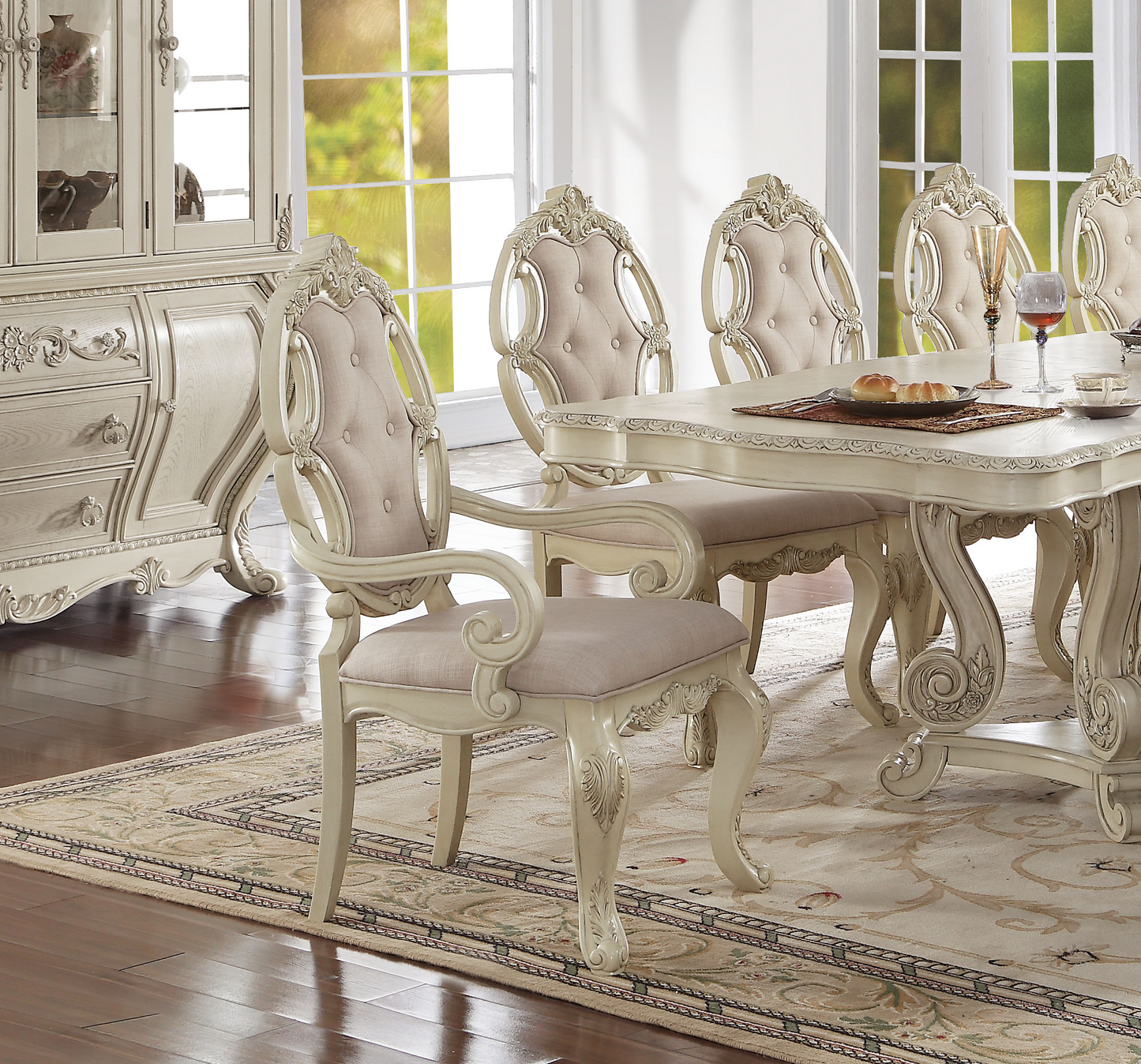 Ragenardus Kitchen Furniture Set 11pc Formal Dining Table Set Includes 1 Table, 8 Side Chairs and 2 Arm Chairs, Set for 10 Persons