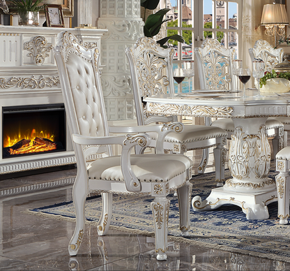 Vendome 9PS Formal Dining Room Set Include 1 Dining Table, 6 Side Chairs and 2 Arm Chairs, 8-Person Solid Wood Extendable Dining Set