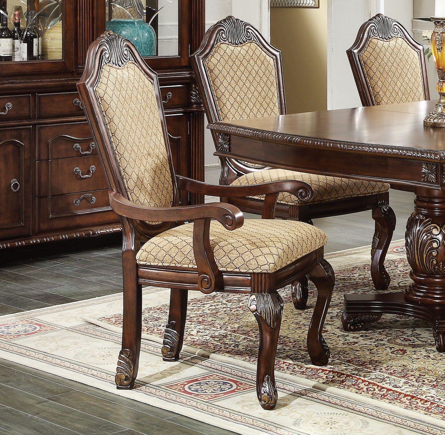 Traditional 9-Piece Dining Room Set with Dining Extendable Table, 6 Side Chairs and 2 Arm Chairs, Set for 8 Persons, Espresso
