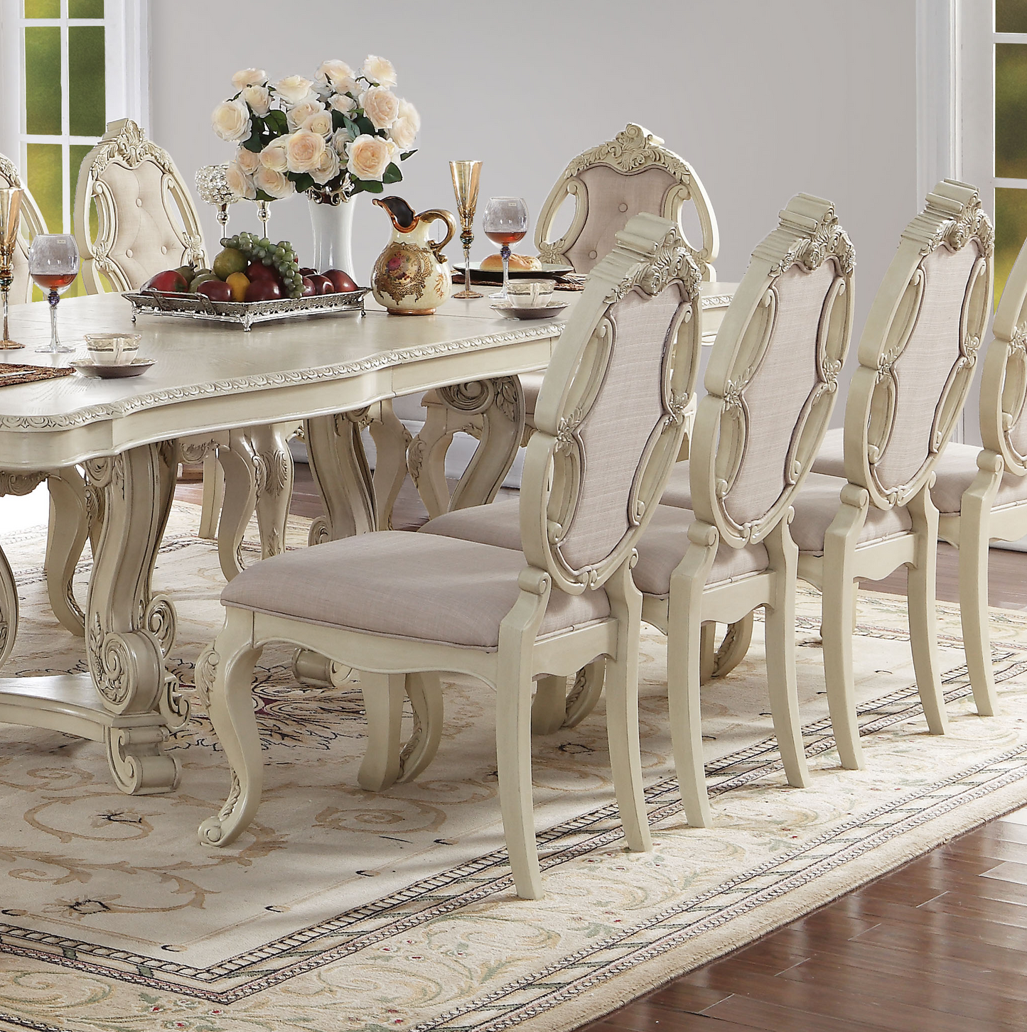 Ragenardus Kitchen Furniture Set 11pc Formal Dining Table Set Includes 1 Table, 8 Side Chairs and 2 Arm Chairs, Set for 10 Persons