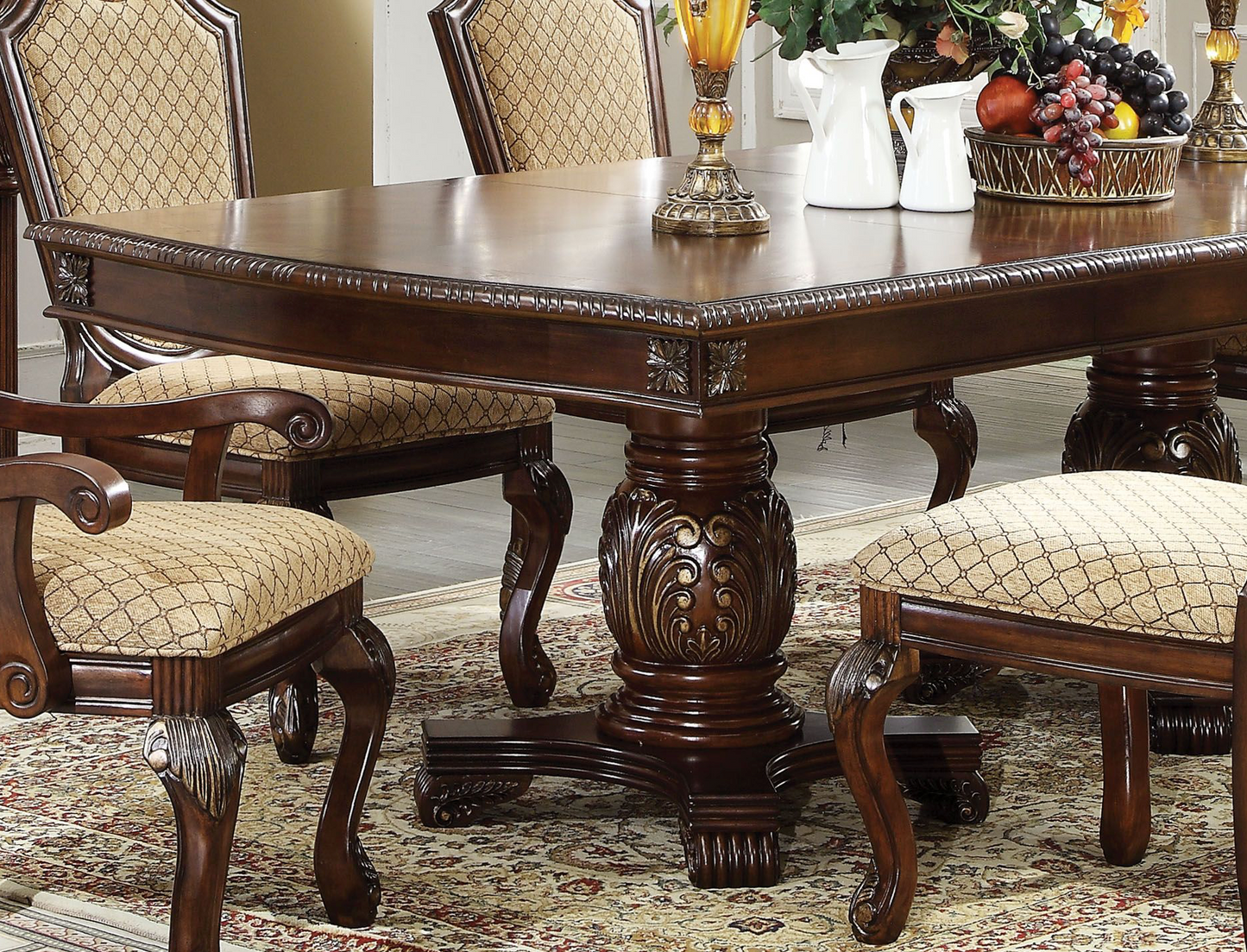 Traditional 9-Piece Dining Room Set with Dining Extendable Table, 6 Side Chairs and 2 Arm Chairs, Set for 8 Persons, Espresso