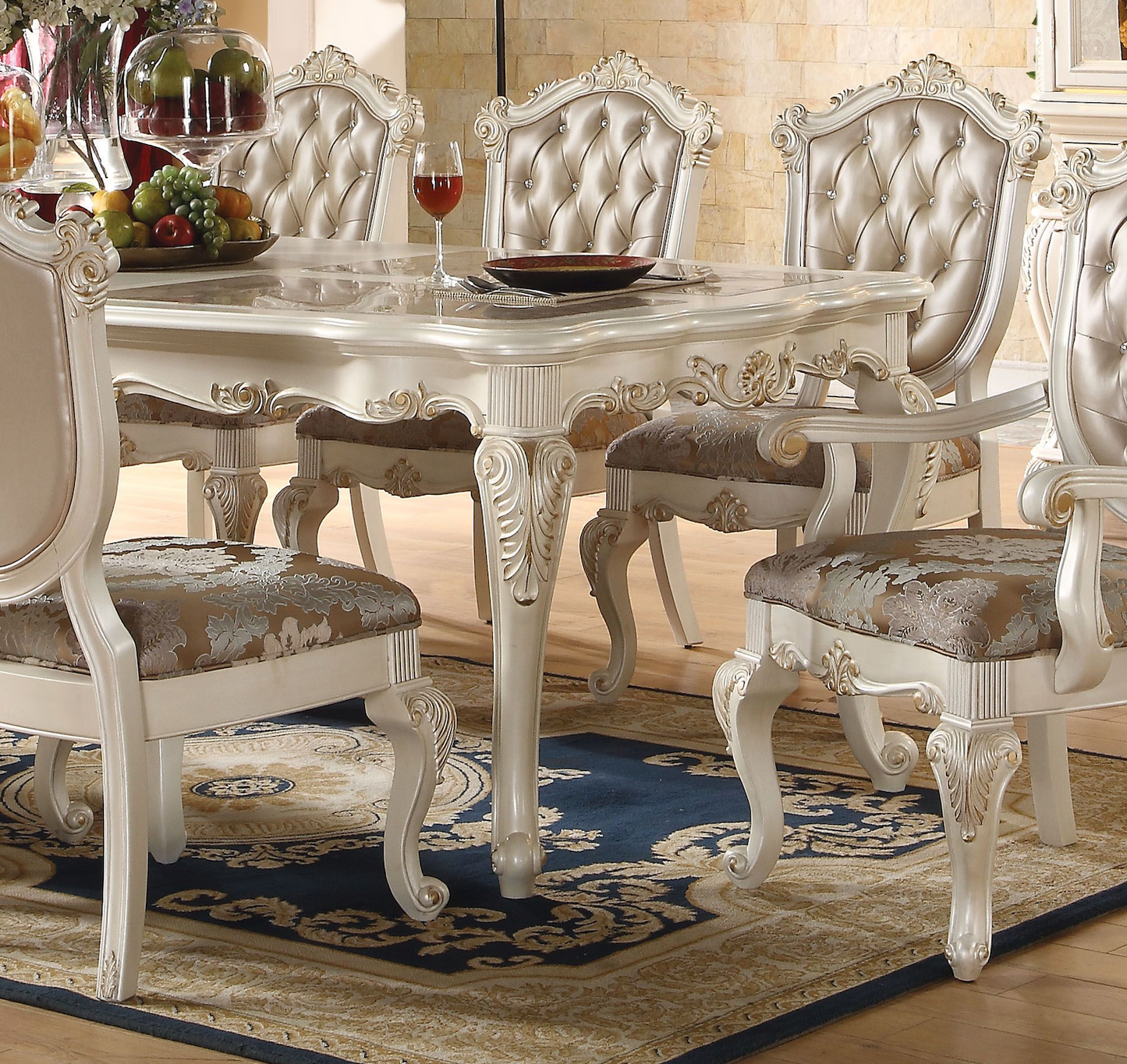 Chantelle 9-Piece Luxurious Formal Dining Table Set Kitchen Furniture Set Include 1 Extendable Dining Table, 6 Side Chairs and 2 Arm Chairs, Set for 8 Persons