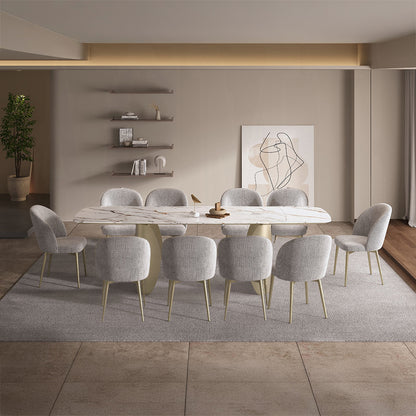 Cora 11-Piece Modern Kitchen Furniture Set Include 1 Extension Dining Table and 10 Chairs, Set for 10 Persons, Italian Ceramic Table Top
