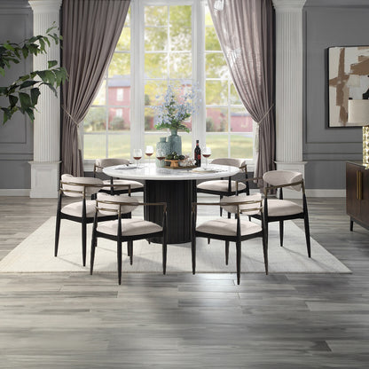 Jaramillo 7-Piece Dining Set Round Dining Table W/Engineered Marble and 6 Chairs