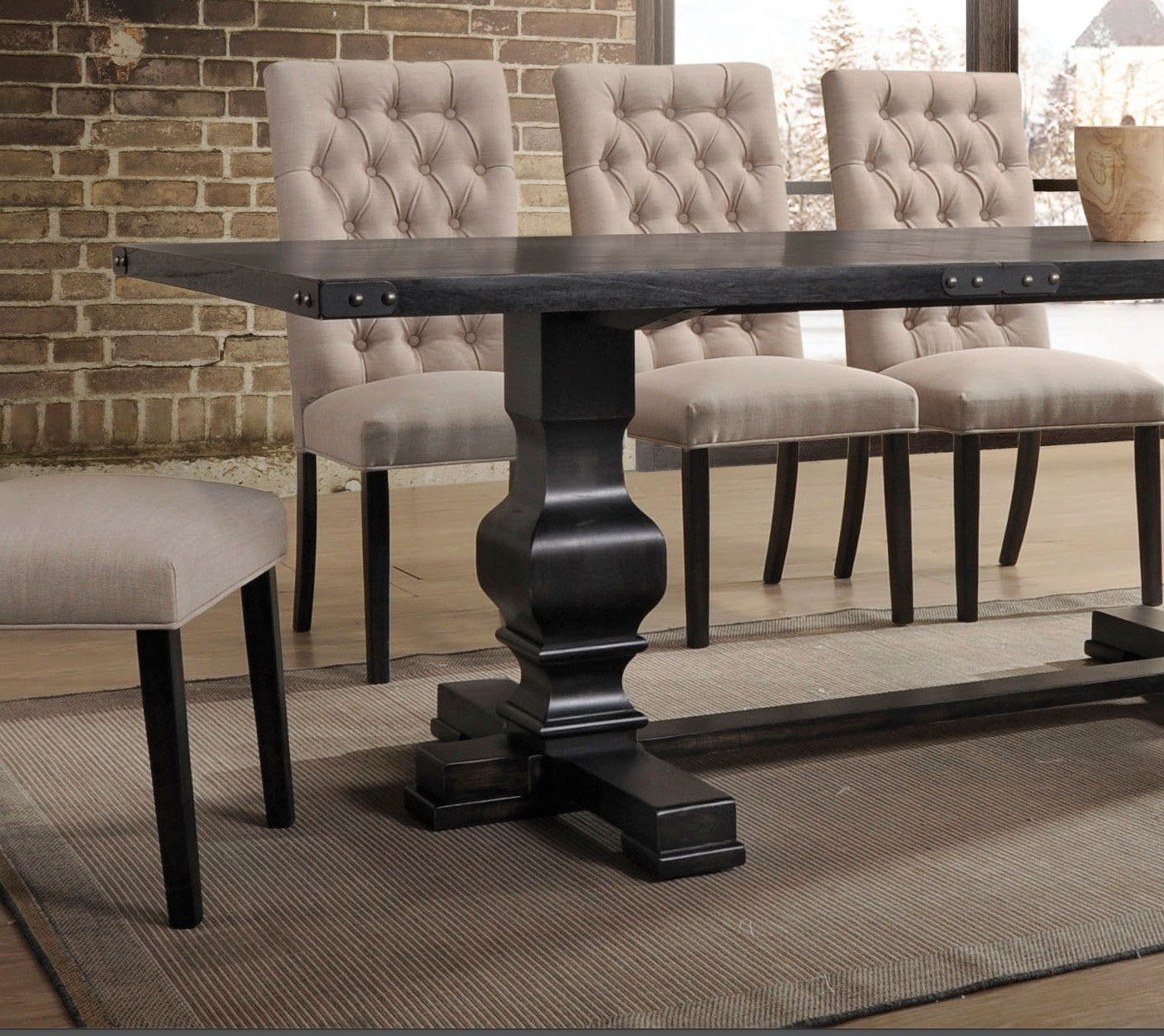 Morland 9-ps Dining Table Set Includes 1 Dining Table and 8 Side Chairs, Set for 8-Person