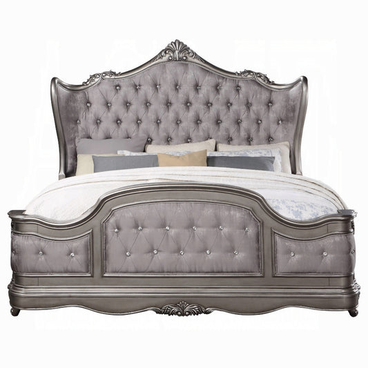 Ariadne European Chateau Bed in Velvet & Antique Platinum