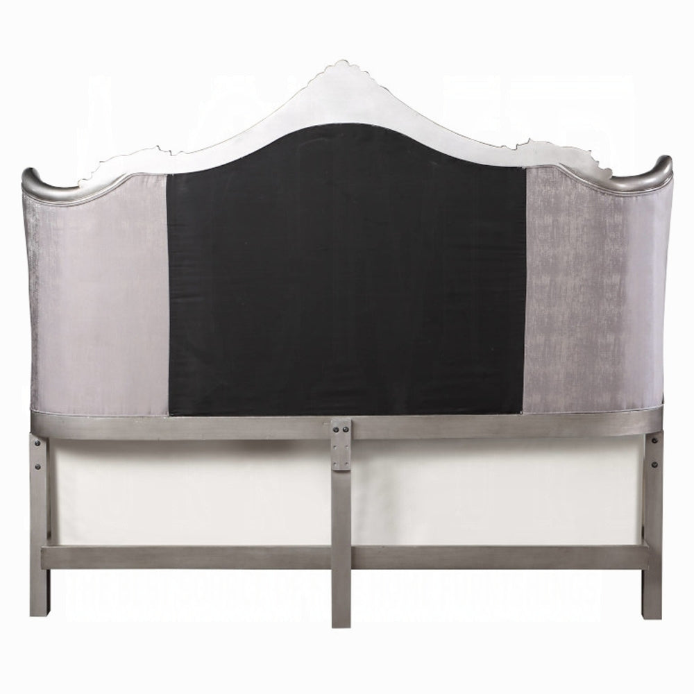 Ariadne European Chateau Bed in Velvet & Antique Platinum