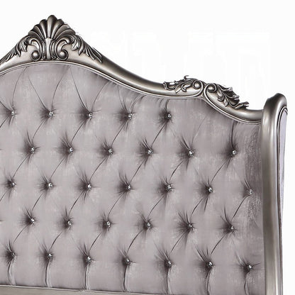 Ariadne European Chateau Bed in Velvet & Antique Platinum