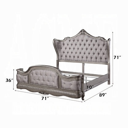 Ariadne European Chateau Bed in Velvet & Antique Platinum
