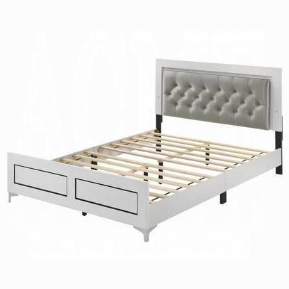 Casilda Bed in Gray Leatherette & White