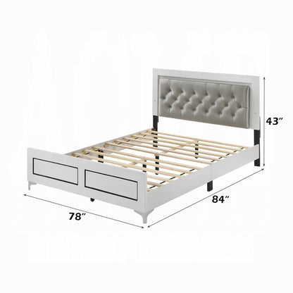 Casilda Bed in Gray Leatherette & White