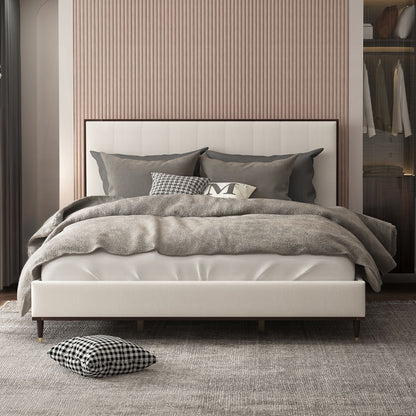 Carena 6-Piece Modern Luxury Bedroom Set Includes Panel Bed, Dresser, Chest, 2x Nightstands and Mirror, Box Spring Required