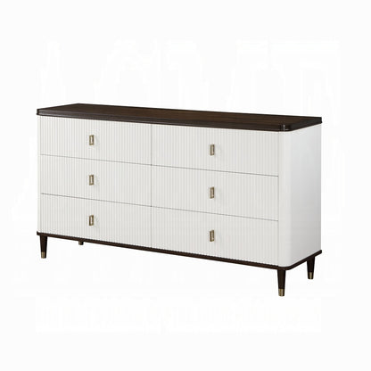 Carena 6-Piece Modern Luxury Bedroom Set Includes Panel Bed, Dresser, Chest, 2x Nightstands and Mirror, Box Spring Required